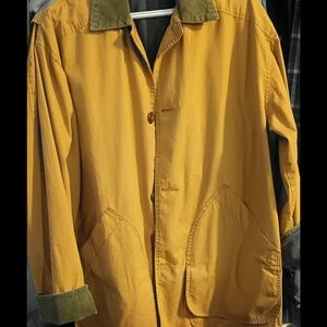 Vintage Mens Med. J.Crew Barn Jacket In Mustard With Olive Cuffs/Collar